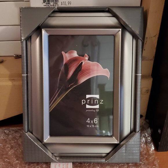Prinz 4"x6" Pewter Metal (Warm Silver) Monroe Photo Frame  #1789-465 New in Box - Picture 1 of 3
